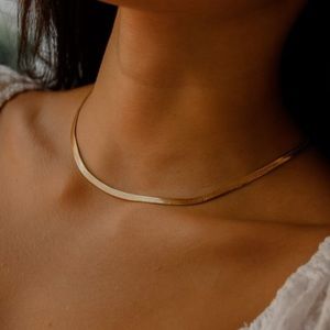 π18K gold plated flat snake chain